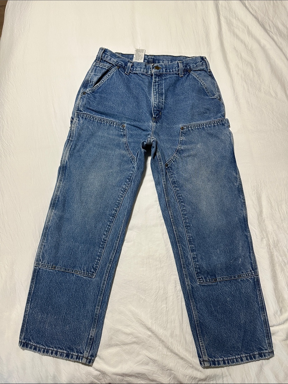 Carhartt Double Knee Denim Jeans (36 X 30) Blue Carpenter Work Pants Y2K VINTAGE